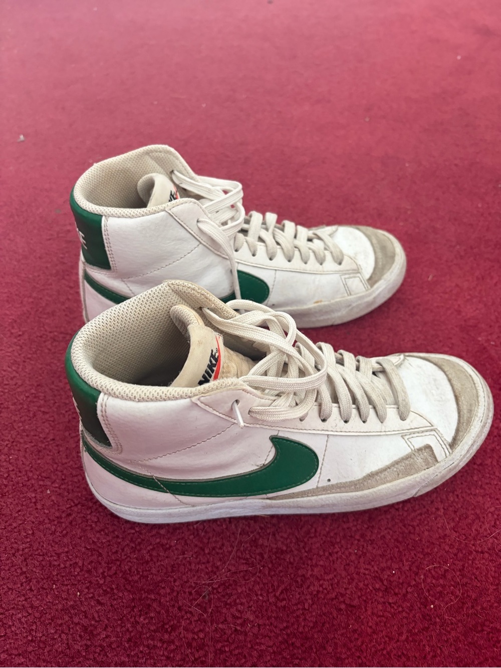 Nike White and Green High-Top Sneakers